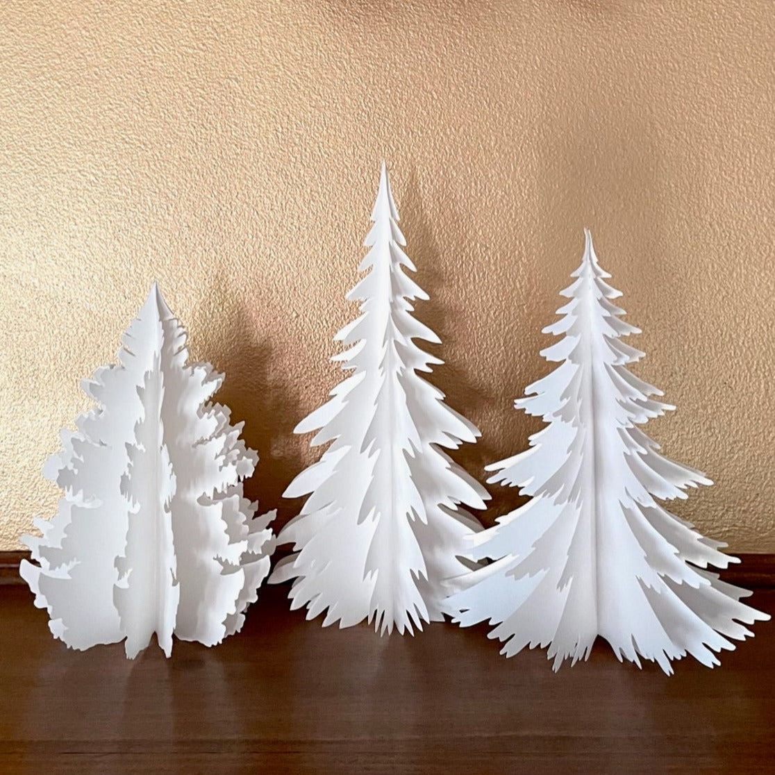 DIY Paper Pine Trees Kit, Large Set of 3