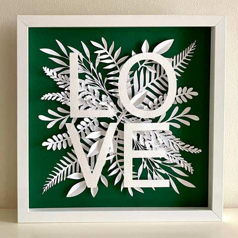 Papercut Botanical Collage, LOVE