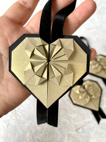 Golden Origami Heart Ornament